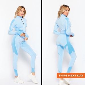 COPY - Soft Honeycomb Texture 2 Piece Crop Jacket Set - Sport Set - Two Piece S…
